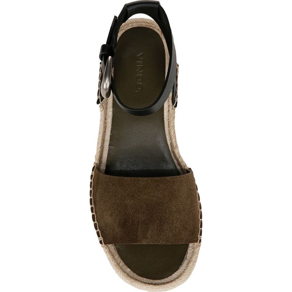 Vince Belisa Ankle Strap Espadrille Platform Wedge Size 9 US/ EUR 40 Militaire - Picture 2 of 4